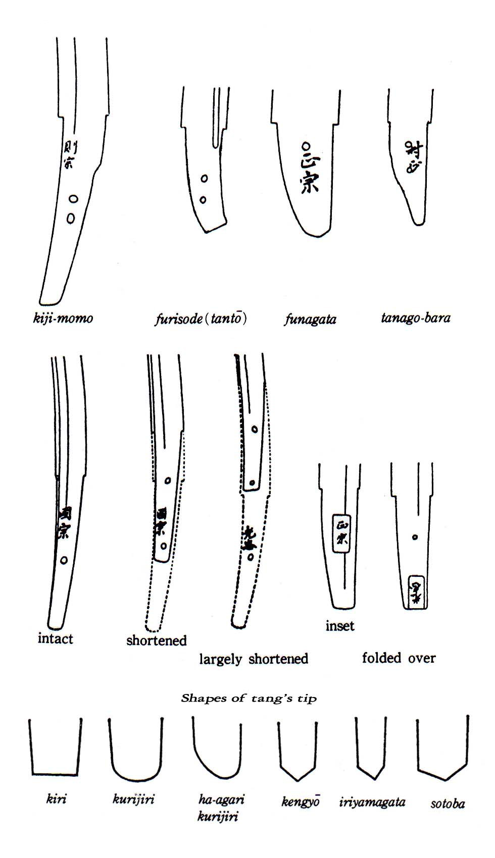 Shapes of tang