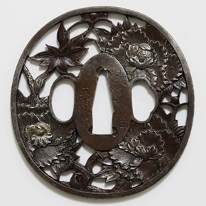 刀剣美術 日本刀短刀透かし鍔 鉄鍔 鐔 武州住正恒作品 波に登り鯉図 江戸骨董 刀剣美術 日本刀短刀透かし鍔 鉄鍔 鐔 武州住正恒作品 波